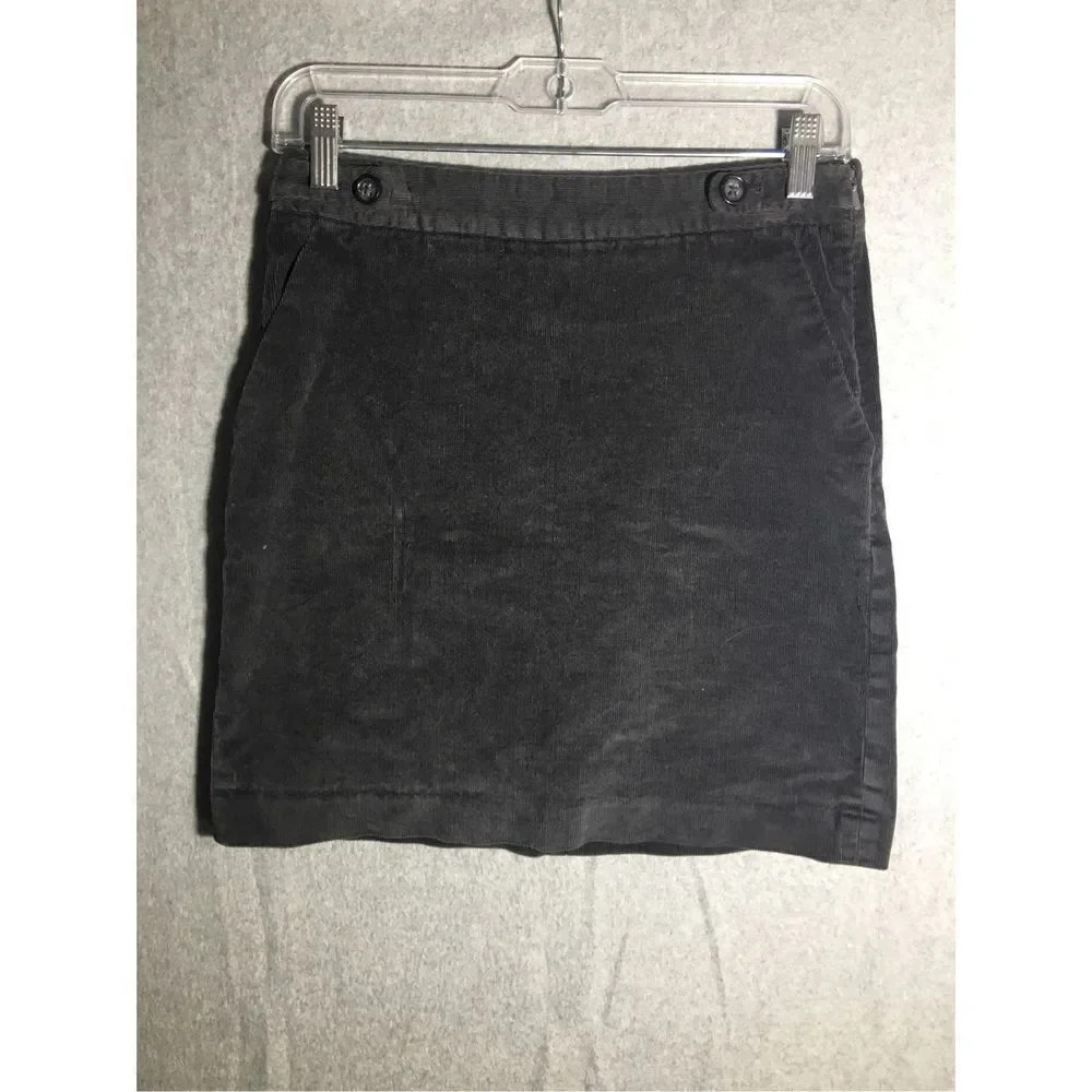 Womens Banana Republic Skirt Corduroy Dark Grey Black Casual mini Winter Fall